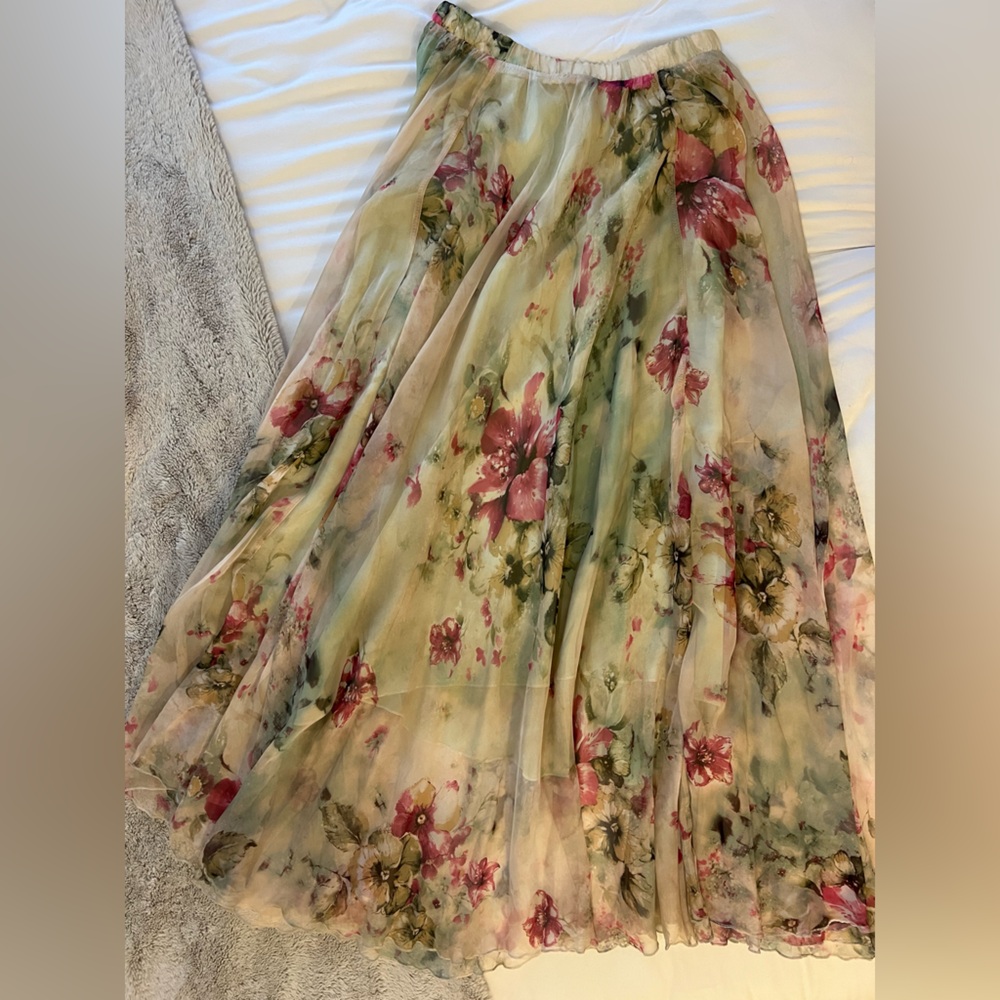 Floral Chiffon Maxi Skirt